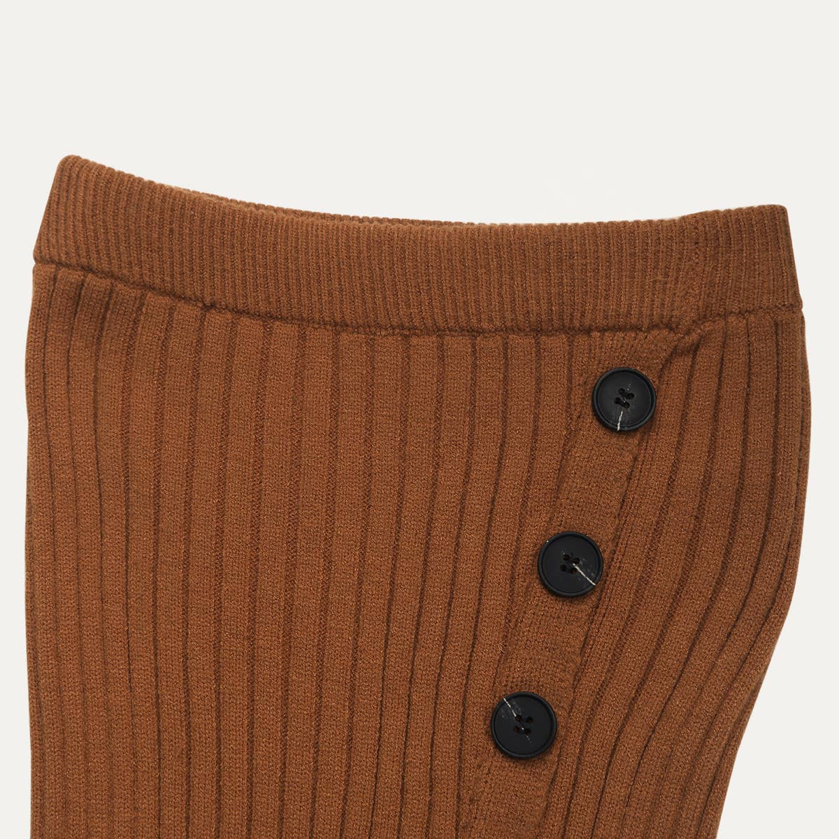 Fashionable Textured High-Waist Button-Front Midi Skirt: Caramel / S