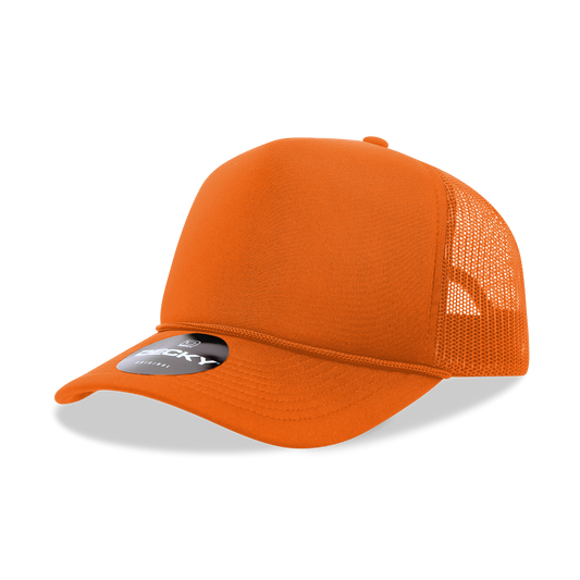 Decky 6025 - Mid Profile, 5 Panel Foam Trucker Hat - 6025: Orange