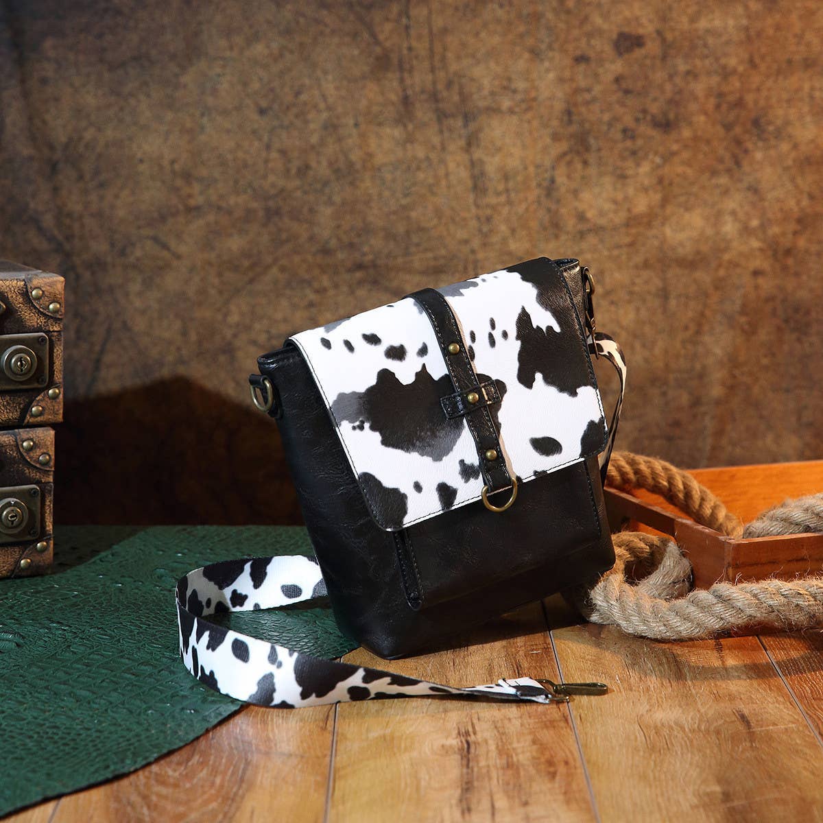 Women Printed Western Vintage Crossbody Bag_Cwab2593: COFFEE / OS