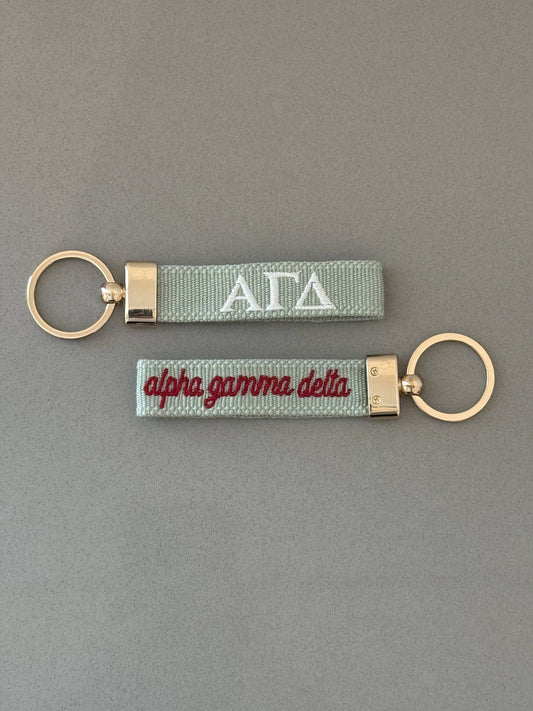 Alpha Gamma Delta Embroidered Keychain, Sorority