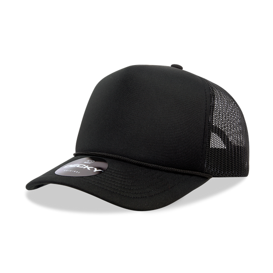 Decky 6025 - Mid Profile, 5 Panel Foam Trucker Hat - 6025: Black