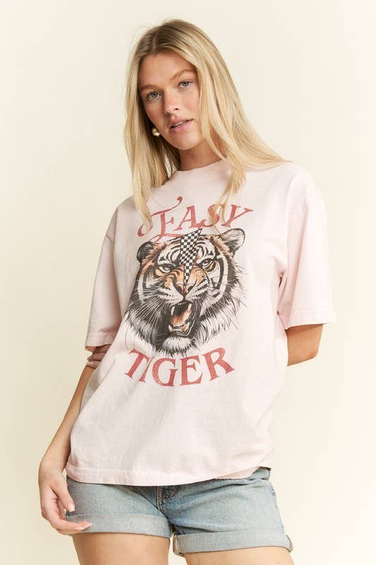 EASY TIGER GRAPHIC TOP: L.Pink / 2XL
