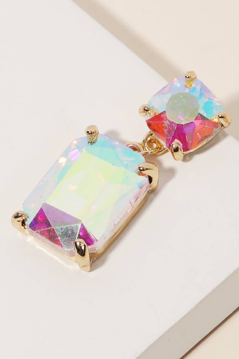 Rectangle Crystal Drop Earrings: GCL