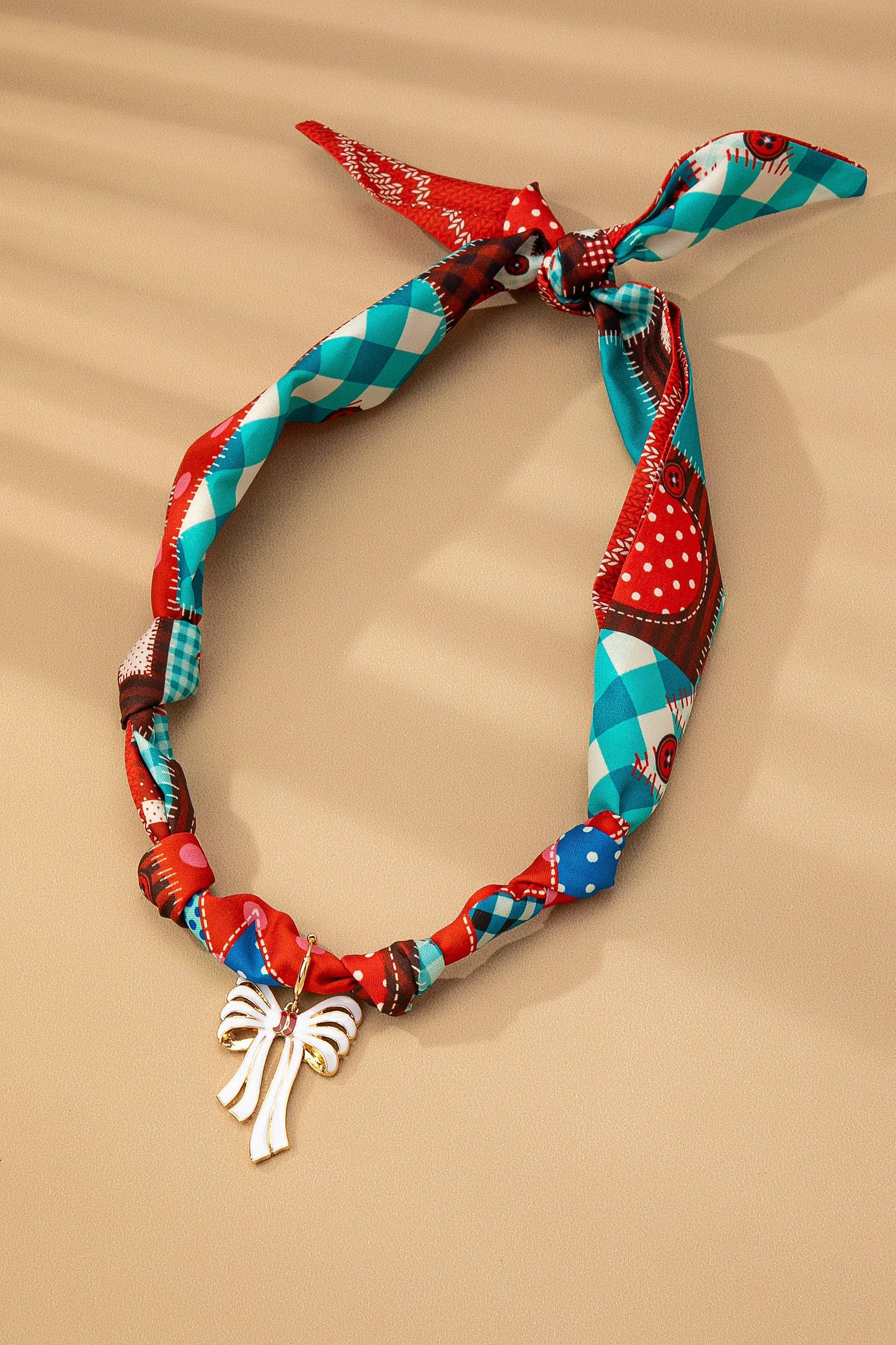 HANDMADE SCARF NECKLACE - CHRISTMAS SNOWMAN BOW | 80N91827: C