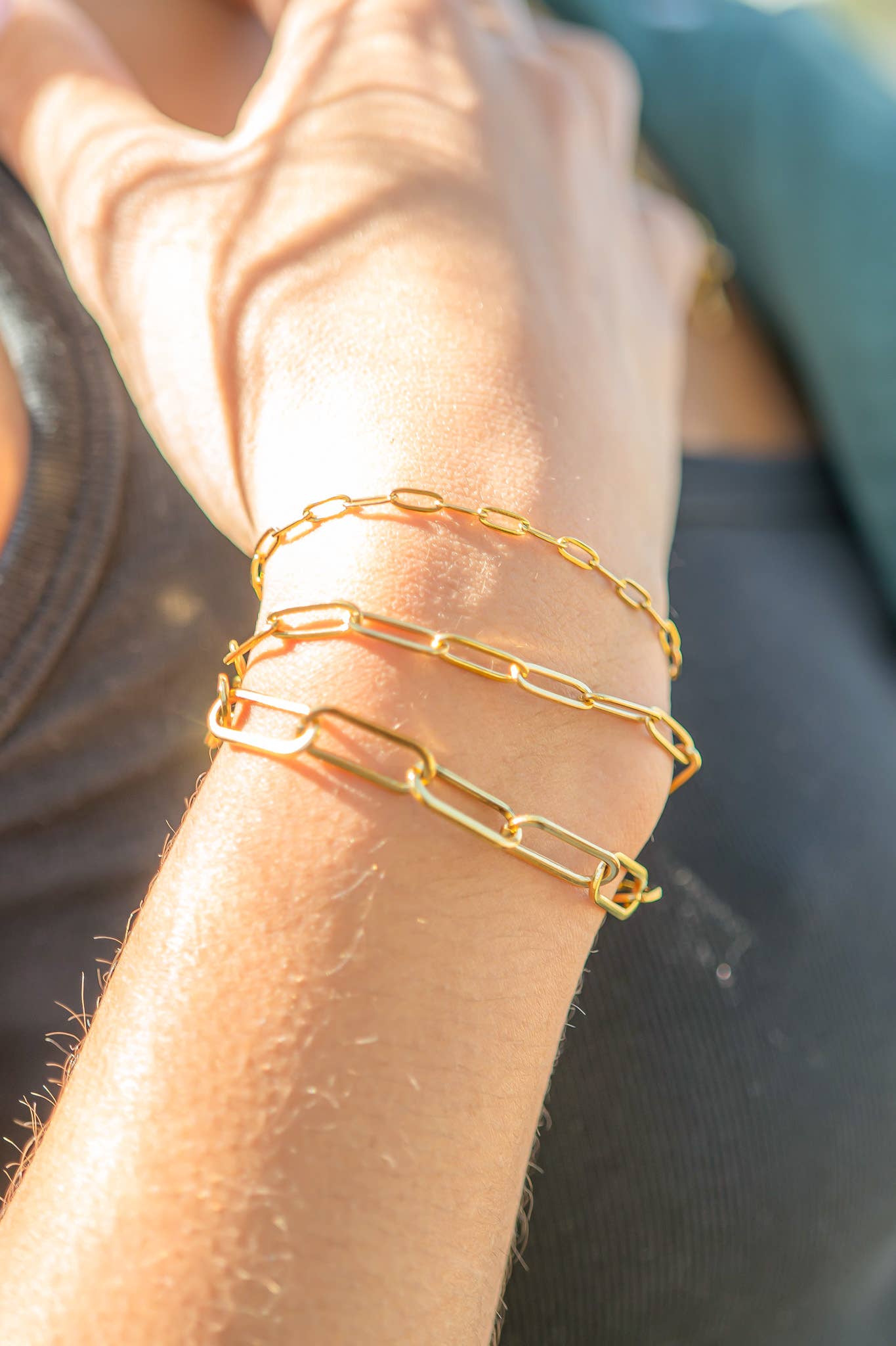 Gold Stainless Steel Paperclip Chain Bracelet + Extension: Stainless / 2.5mm