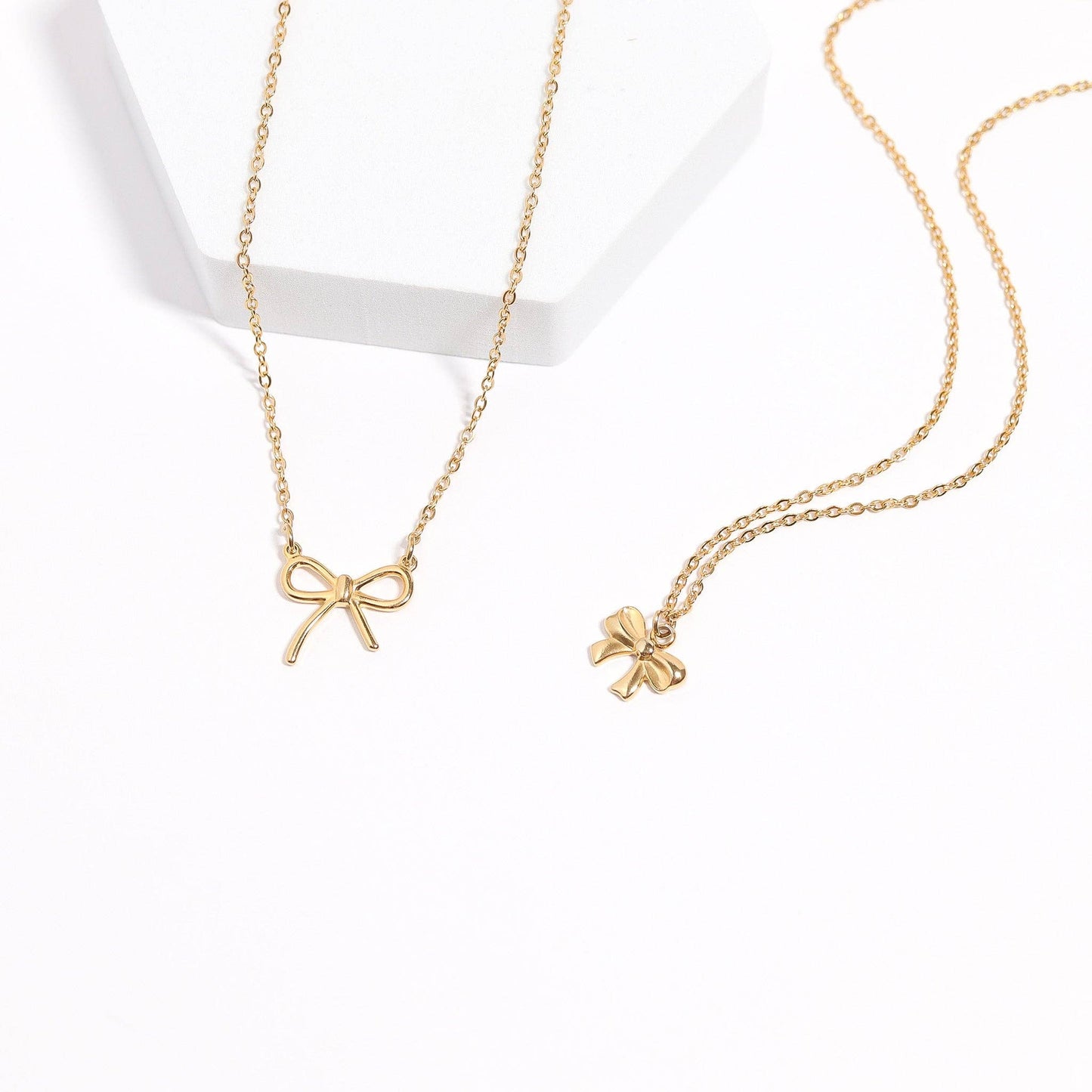 18K Gold PVD Stainless Steel Ribbon Bow Charm: Gold