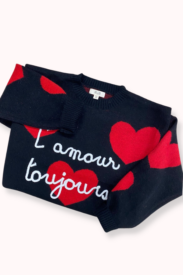 VALENTINE'S HEART PRINT OVERSIZED SWEATER: L/XL
