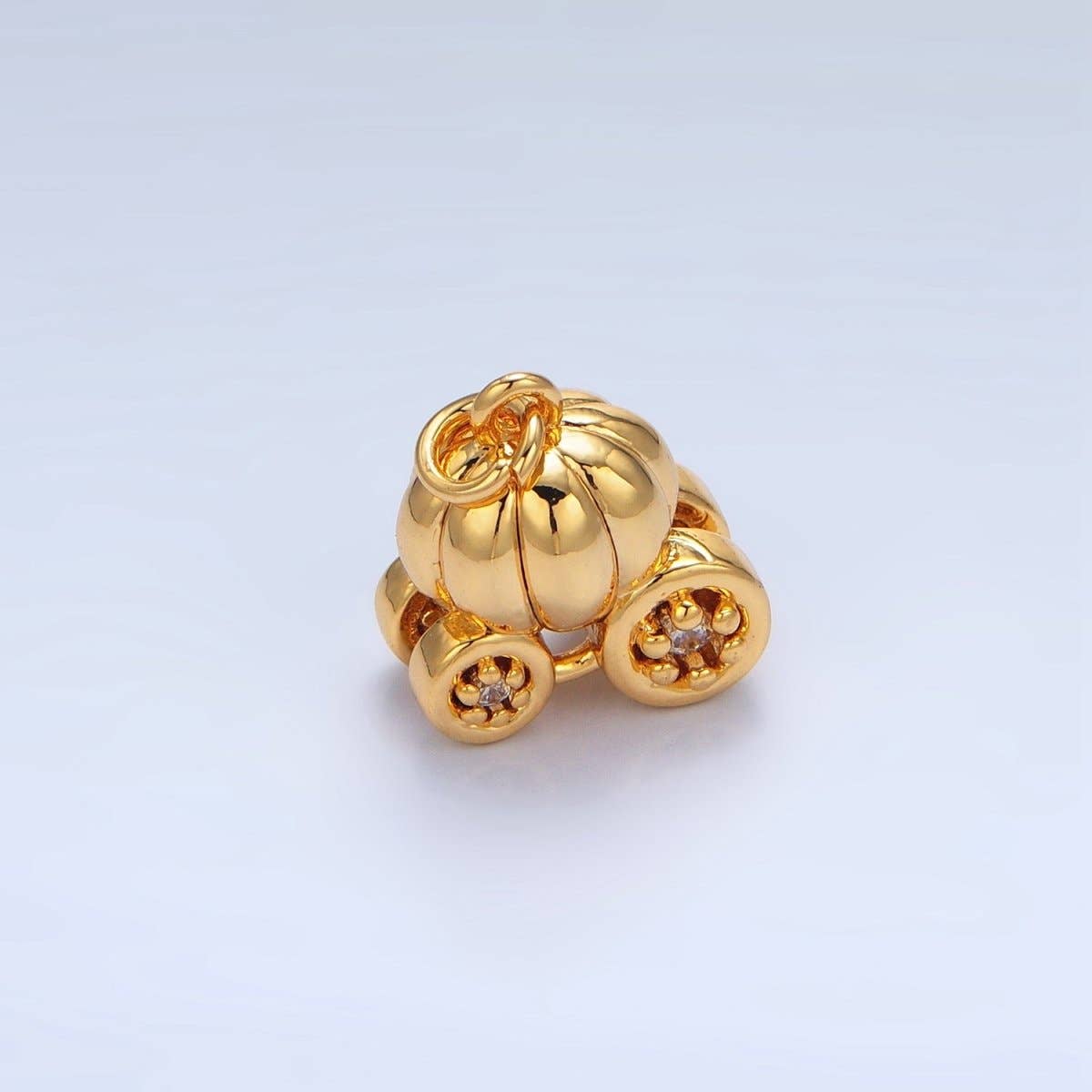 24K Gold Filled Multidimensional Pumpkin Carriage Vehicle Charm | X597