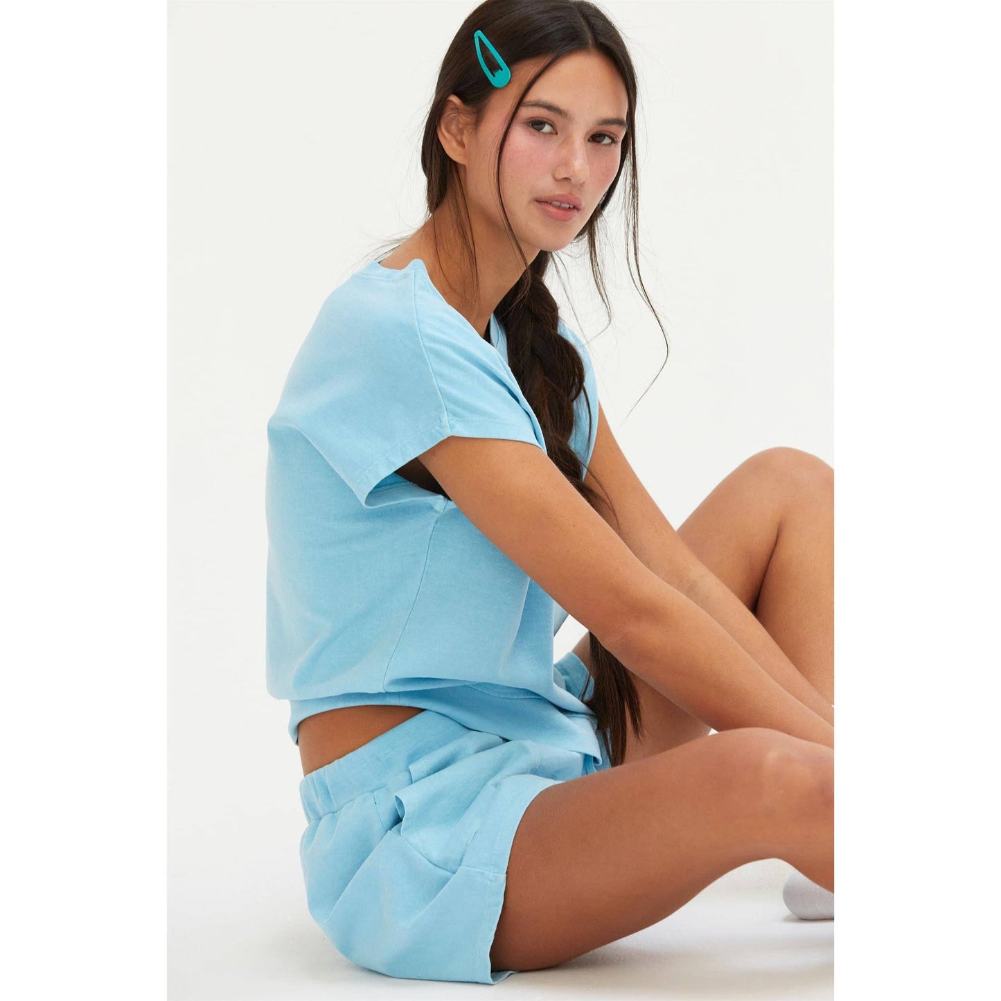 DZ25A913-SET-Matching Top And Shorts Set: ORANGE / S-M-L(2-2-2)