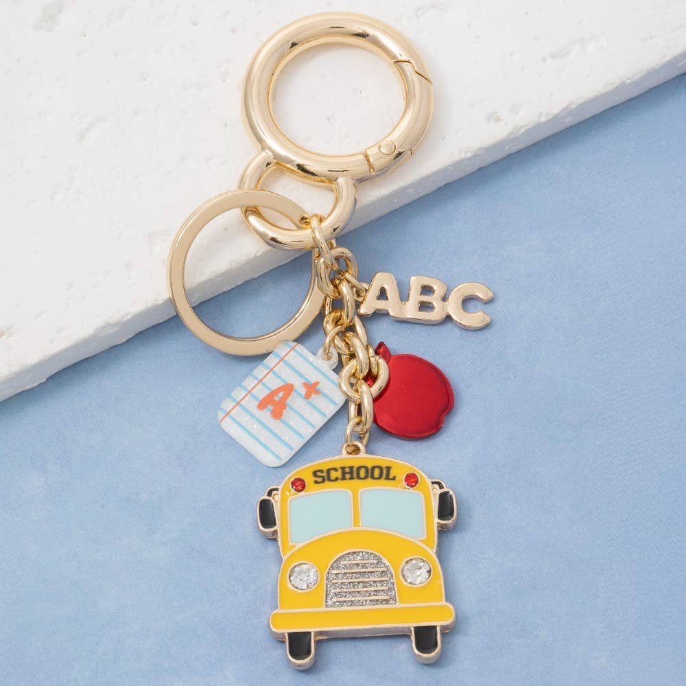 Assorted School Bus Bag Charms Keychain: GD