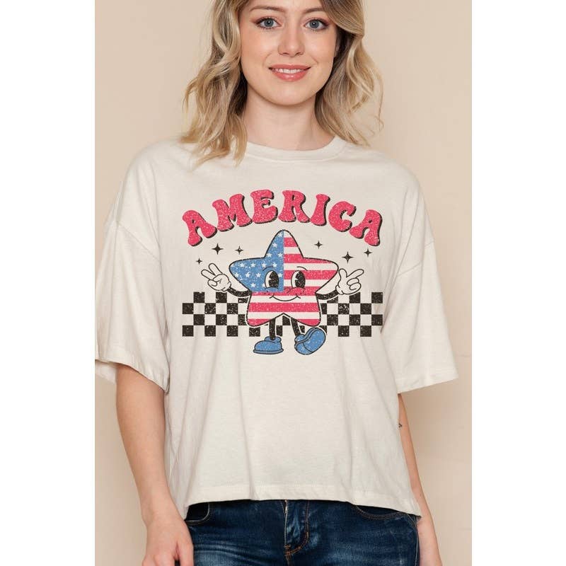 AMERICA - Cropped top: WHITE / M