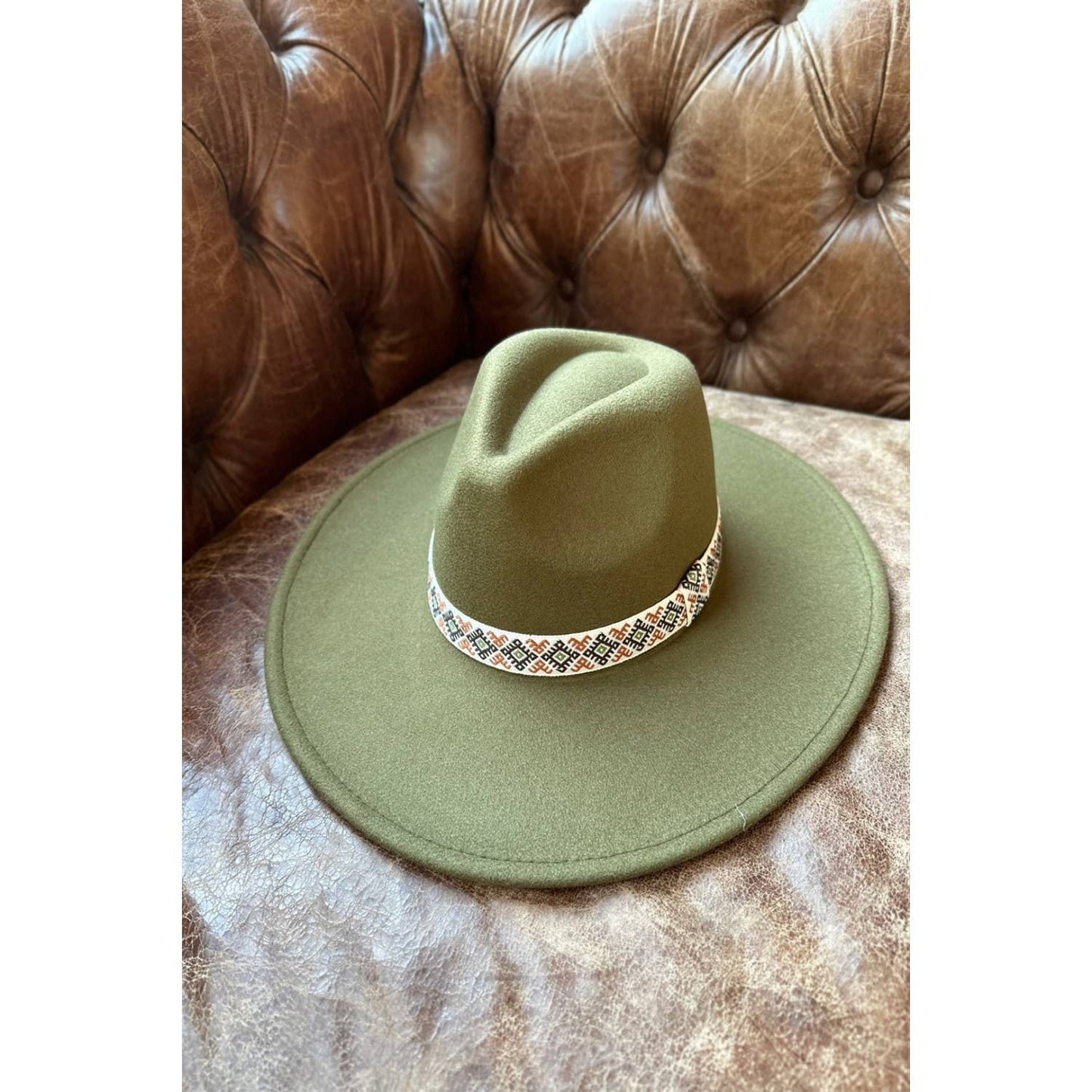 VEGAN FELT PANAMA HAT With JACQUARD TAPE: CAMEL / ONE SIZE