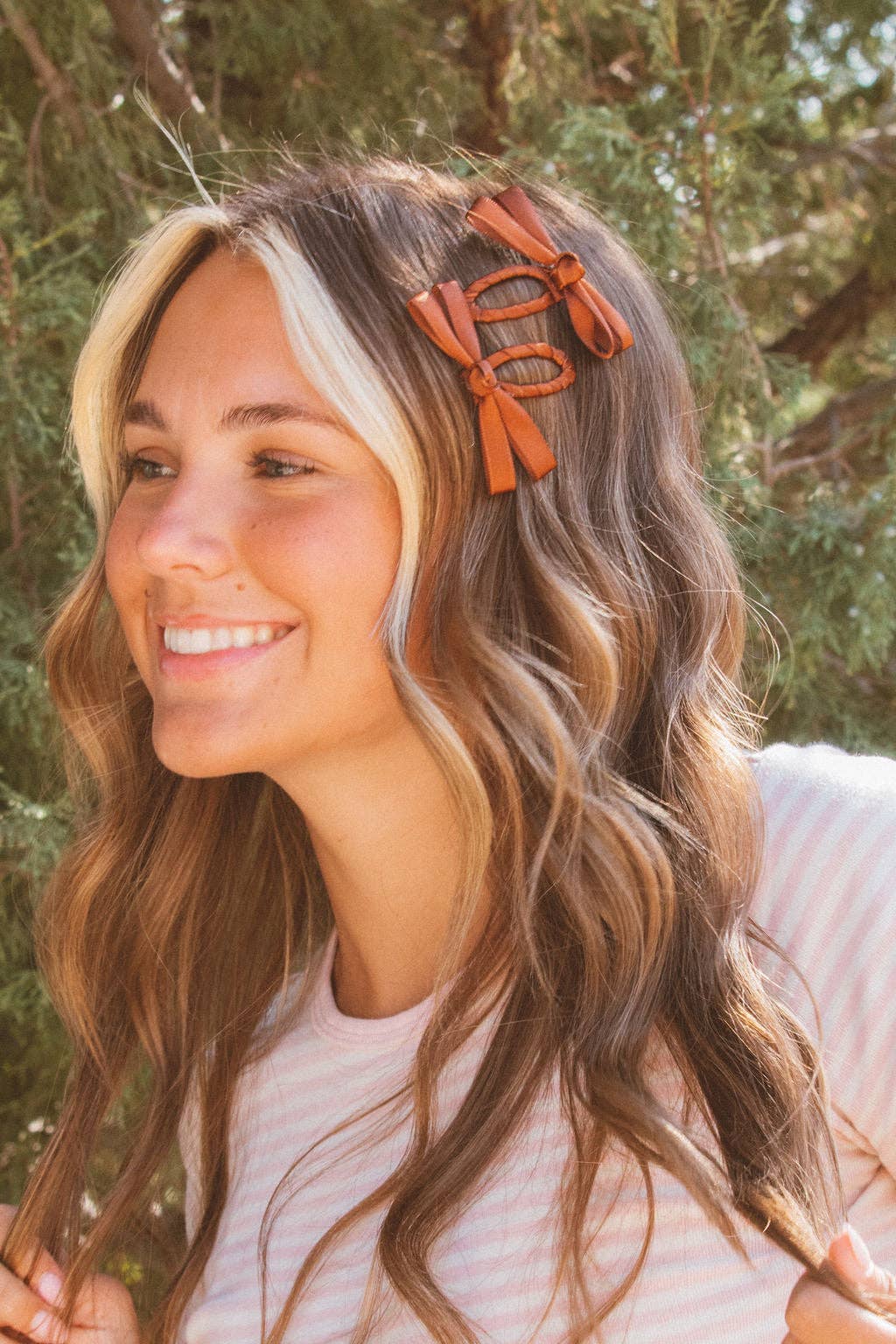 Bow Snap Clips 2-pack: Brown