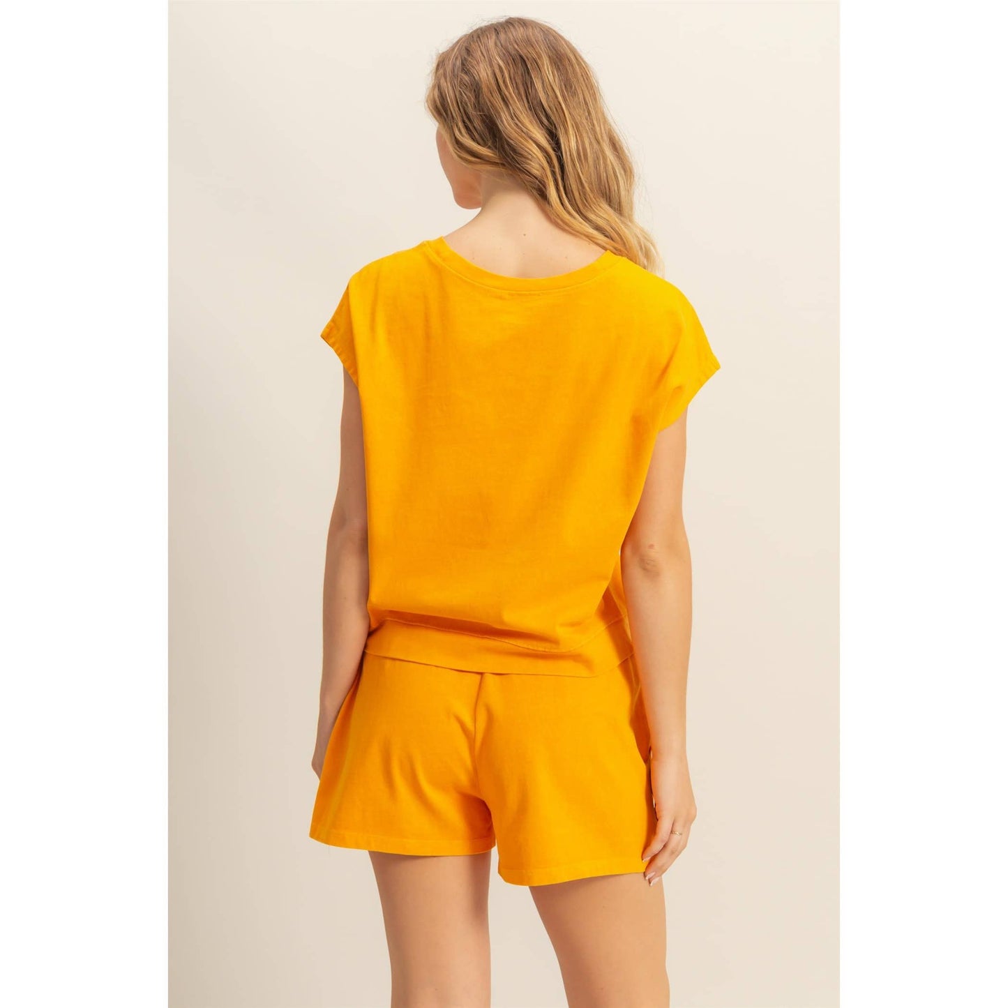 DZ25A913-SET-Matching Top And Shorts Set: ORANGE / S-M-L(2-2-2)