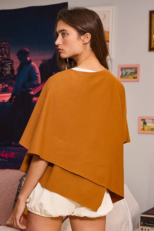 IT2115 Asymmetric & Crossover Hemline Poncho Top: Ivory / S-M-L (2-2-2)