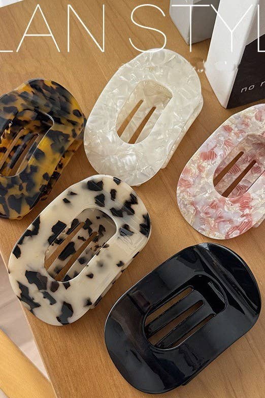 Jumbo Lay Flat Oval Hair Claw Clips Secure Styling | 40H993: TORT BROWN