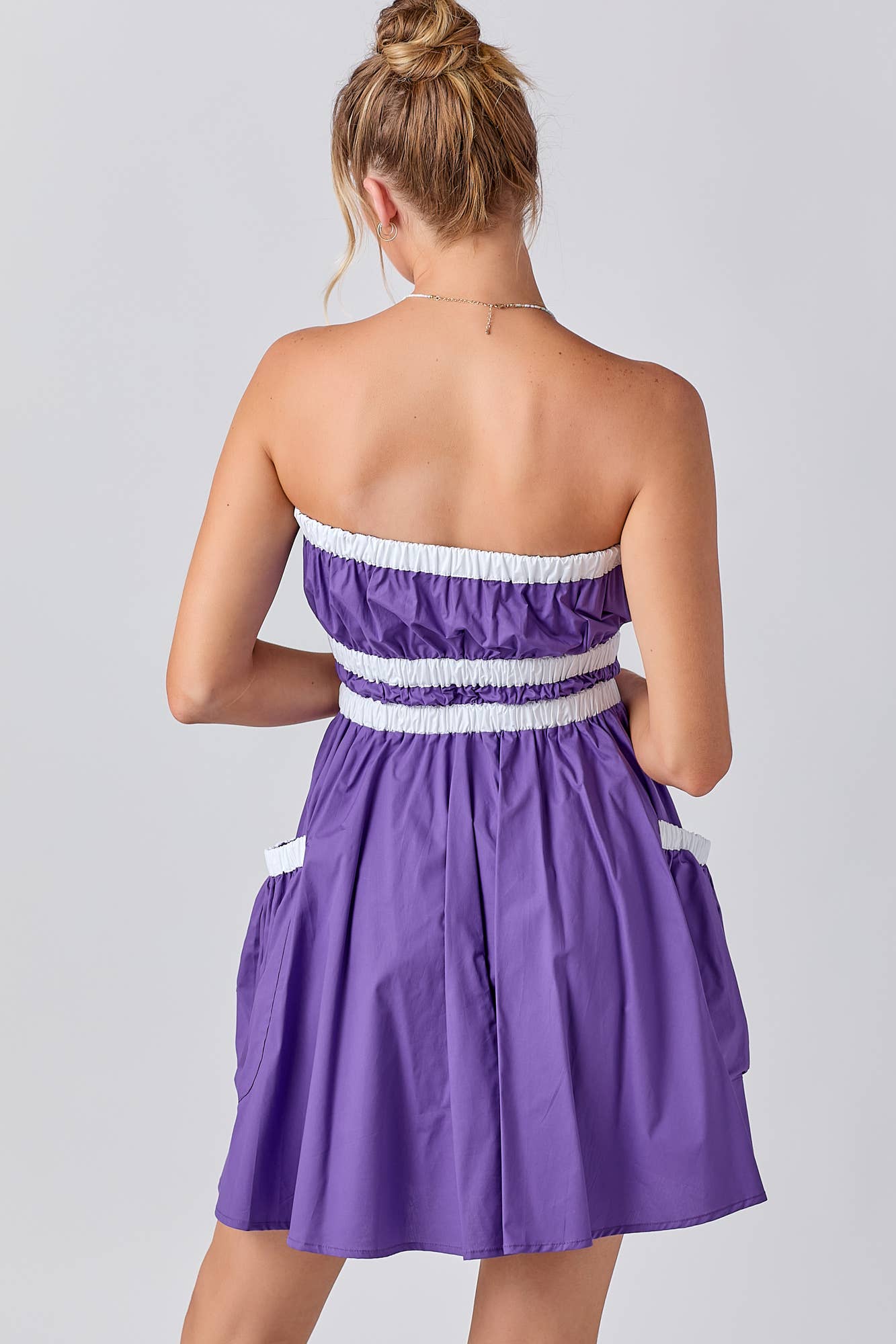 Gameday Contrast Gathered Over Sized Pocket Tube Dress : RED/BLK / S