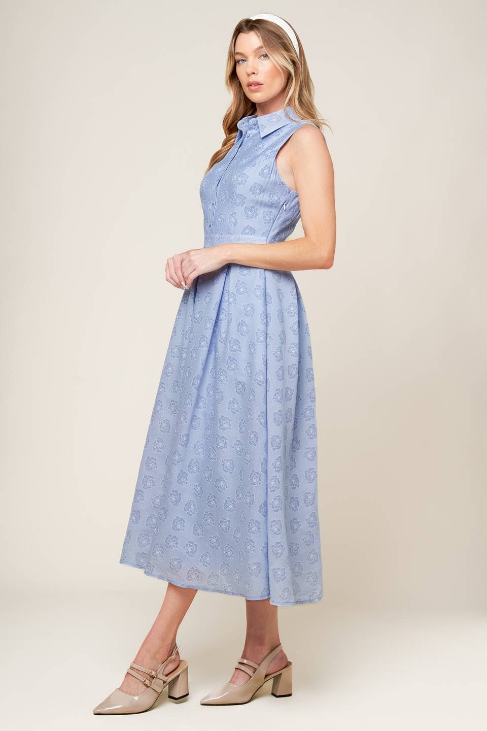 A woven midi dress - ID22241: SLATE BLUE / Contemporary / L