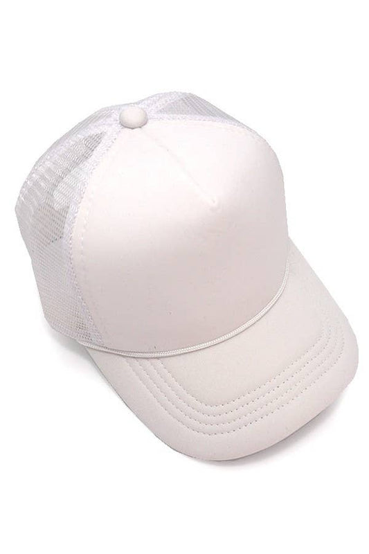 TRUCKER HAT FOAM FRONT MESH BACK HAT CAP | 40HW725: White