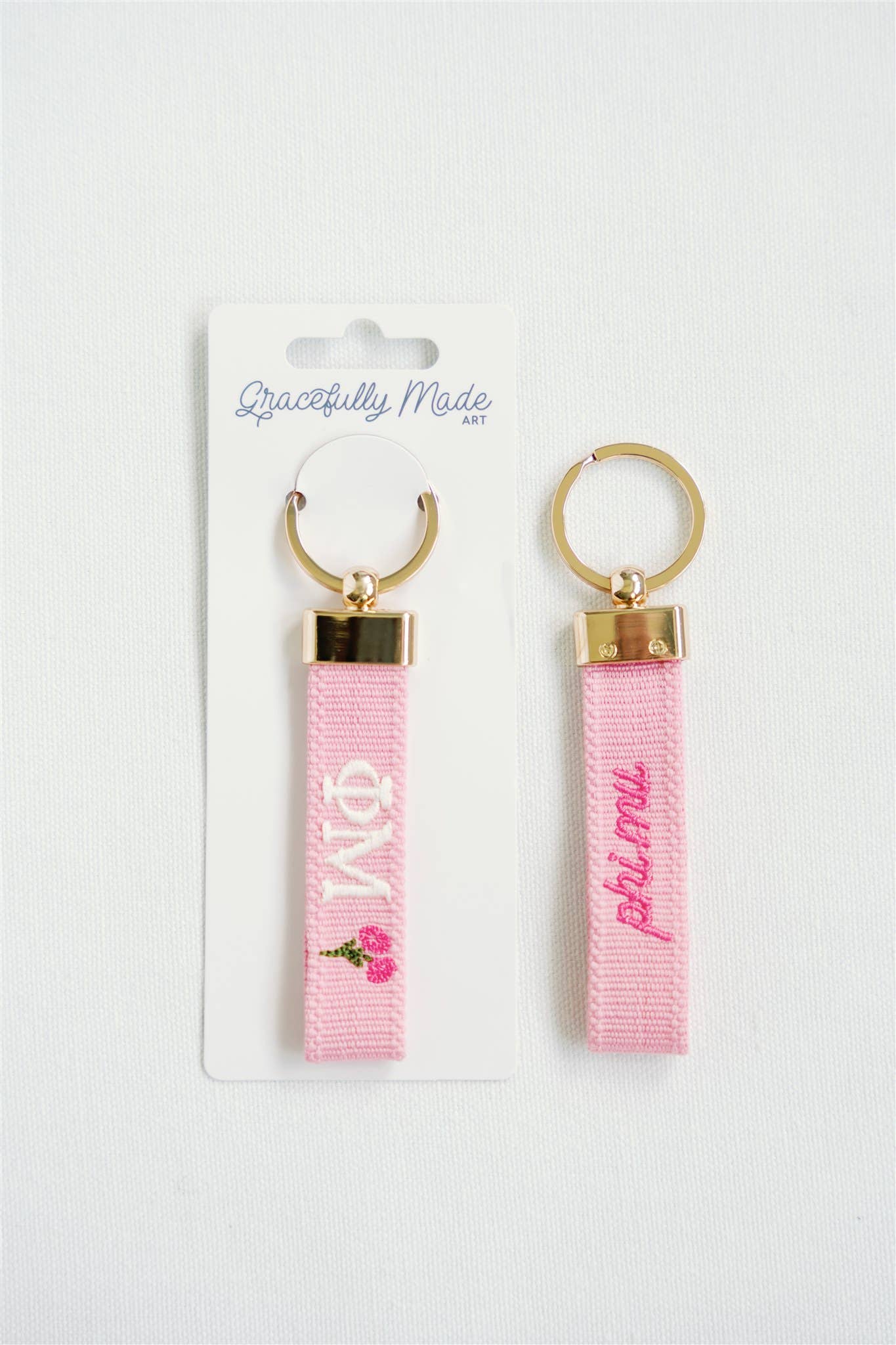 Phi Mu Embroidered Keychain, Sorority