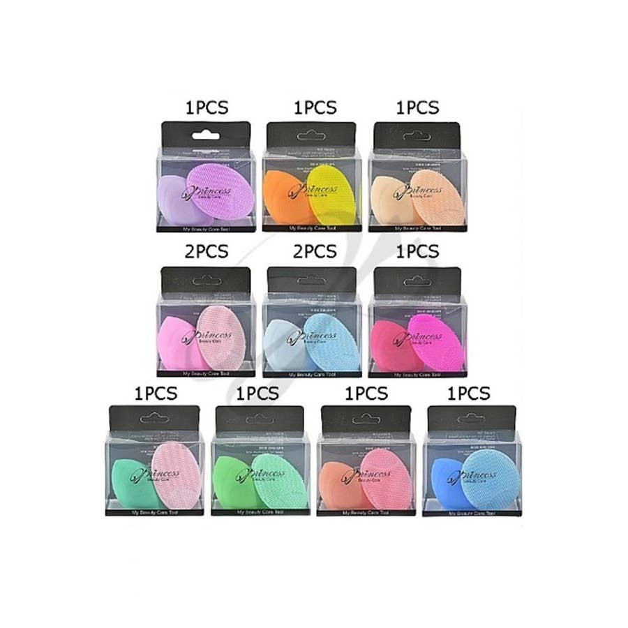 SILICONE FACIAL SCRUB BRUSH AND  MAKEUP SPONGE SET
: ASSORTED / ONE(12)