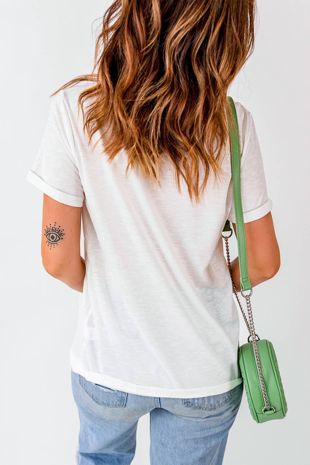 Sequin Clover Patch Graphic St Patrick Tee | S-3XL: White / M