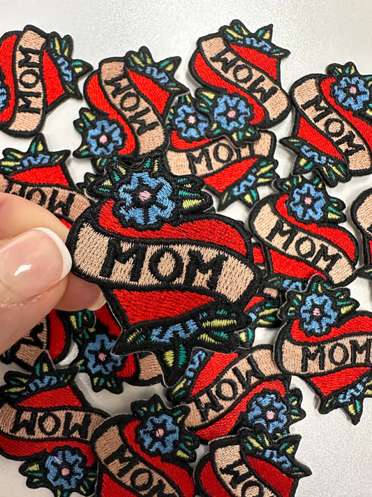 Mom Heart, Mom Patch, mama patch, hat patch, mom