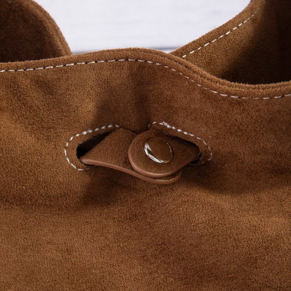 Belt Closure Vegan Leather Bucket Bag: LBR