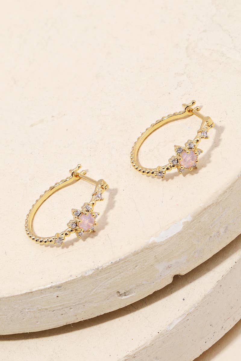 Mini Pave Star Huggie Earrings: G