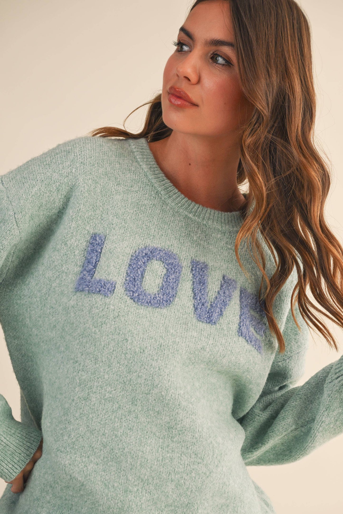 IT4433 LOVE COZY SOFT SWEATER TOP: SAGE / S