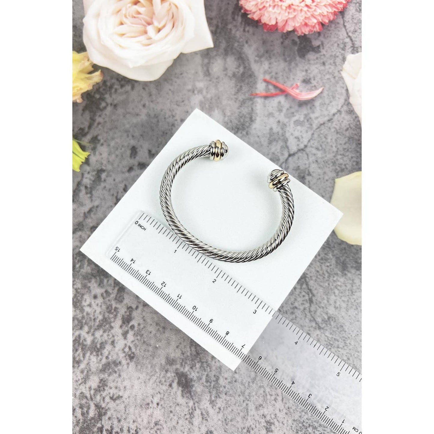 TWISTED CABLE WIRE OPEN CUFF BANGLE BRACELET: Gold / ONE(6)