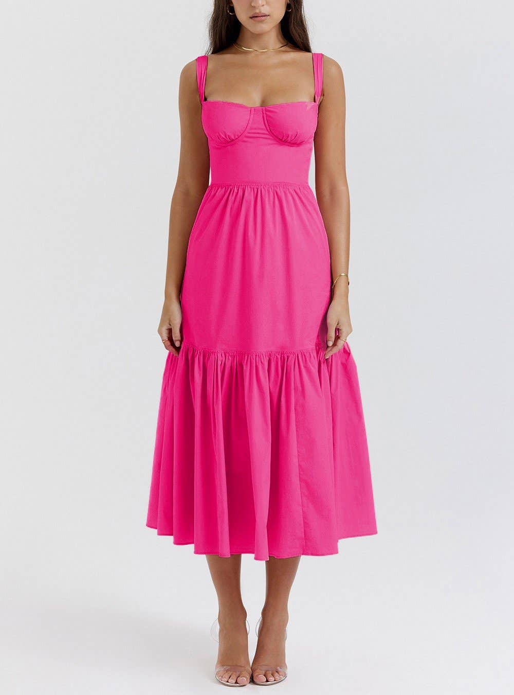 Suspender Floral Backless Cake Dress: Orange / XL