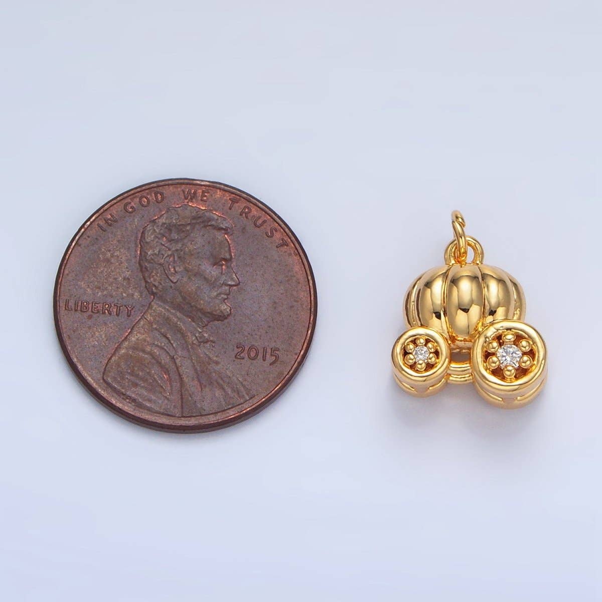 24K Gold Filled Multidimensional Pumpkin Carriage Vehicle Charm | X597