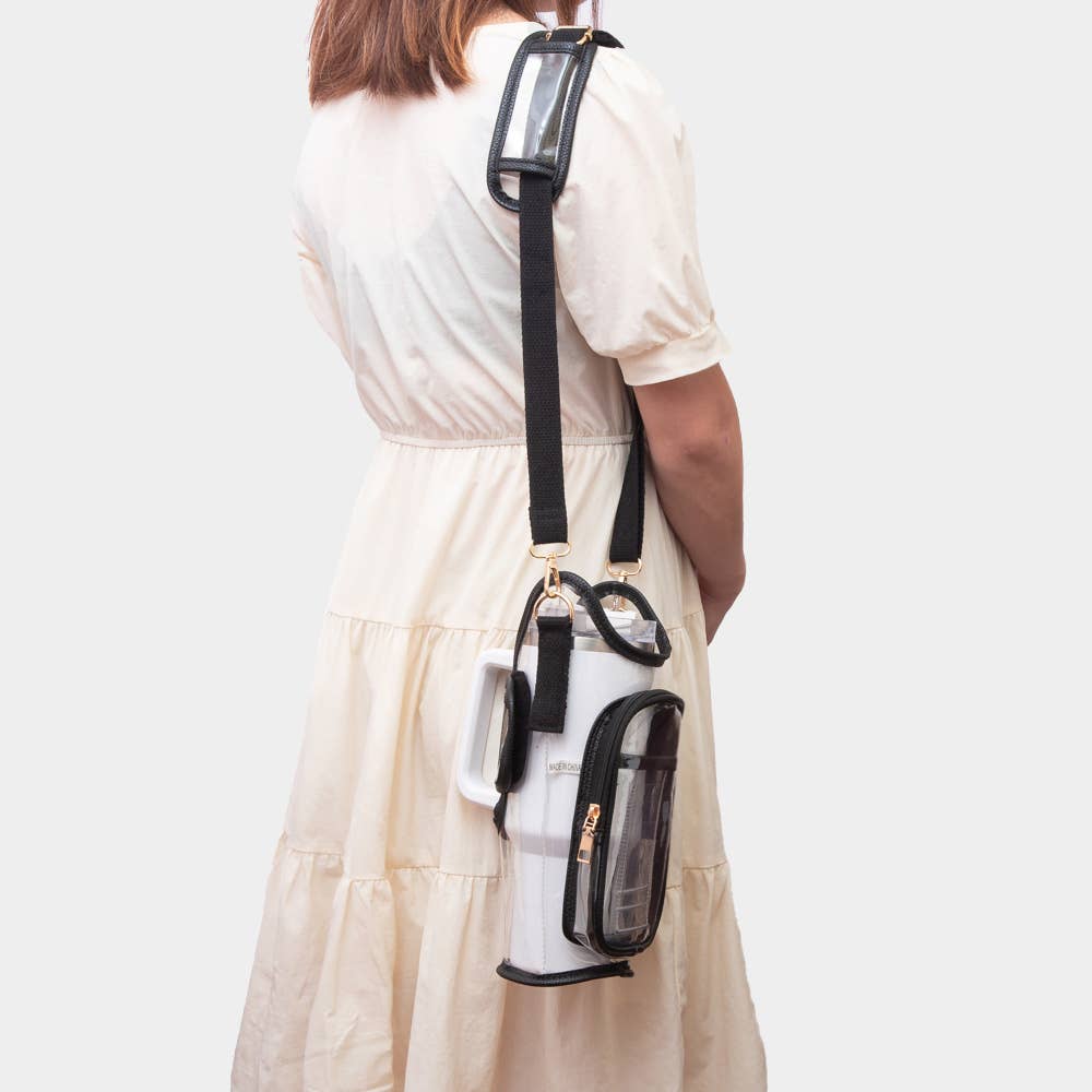 Transparent Tumbler Carrier Holder Crossbody Bag
: Silver