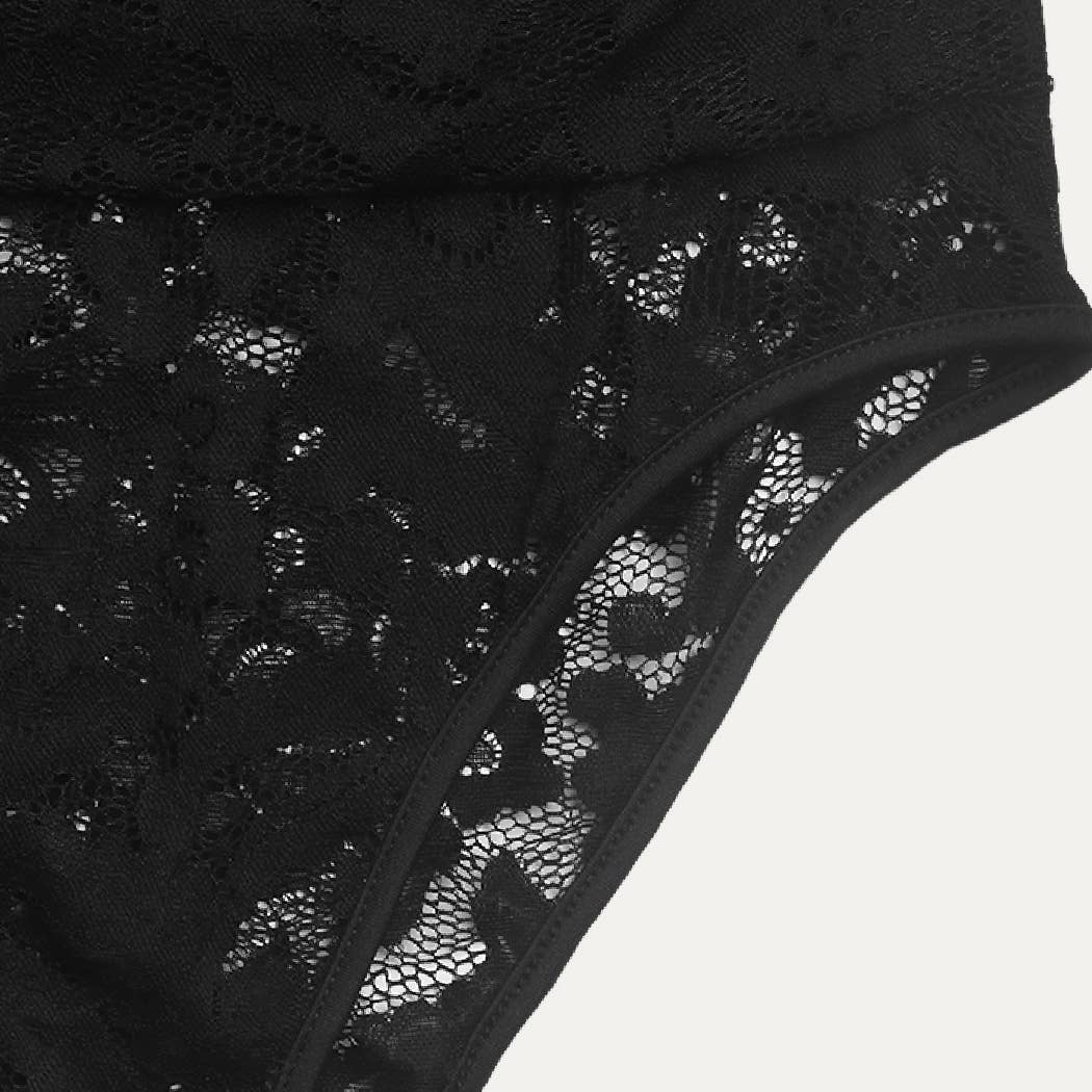 Catch Up Soft Floral Lace Sheer Sleeveless Bodysuit: Black / L