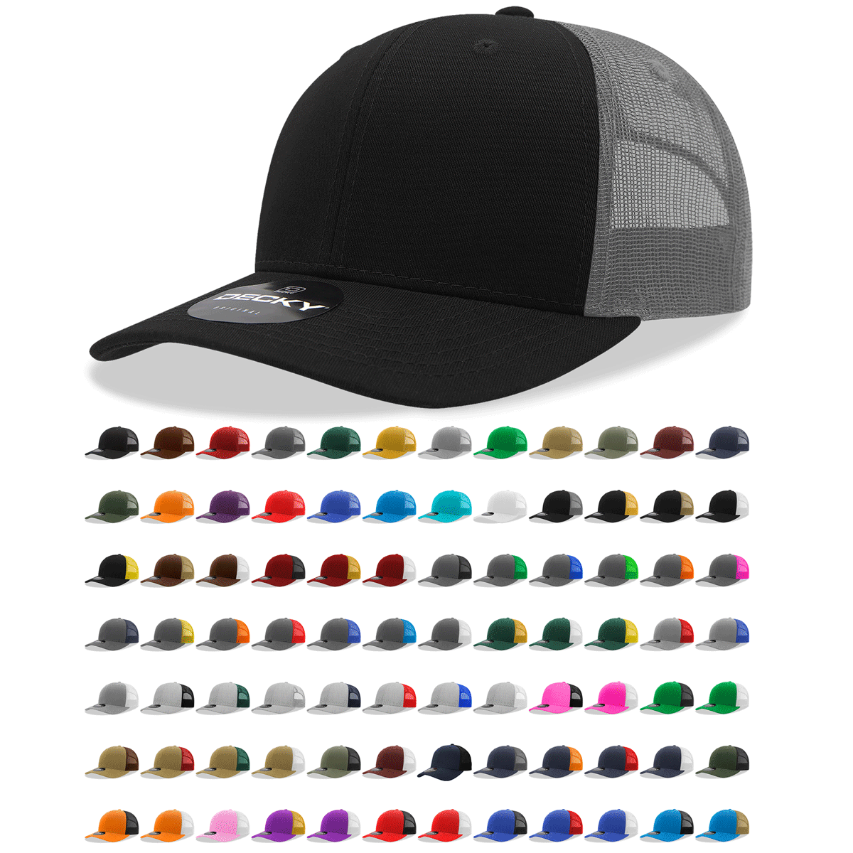 Decky 6021 Classic Trucker Hat, Mid Pro Trucker, 6 Panel Cap: Orange