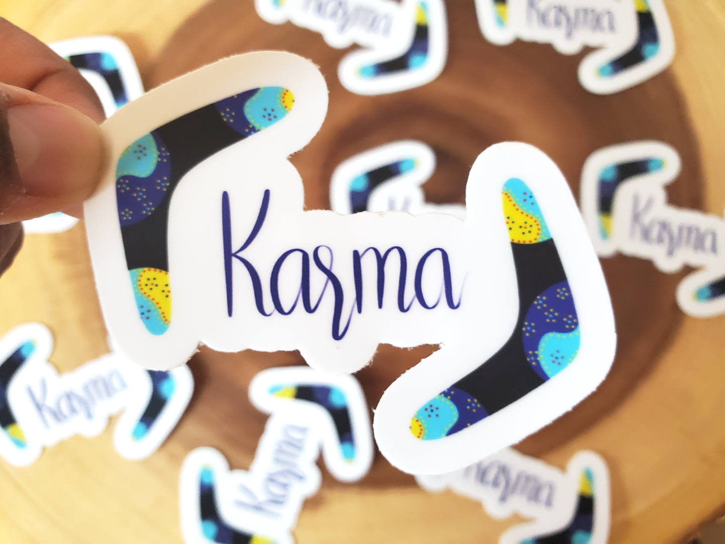 Karma Is A Boomerang Sticker (3 x 2.4 in)