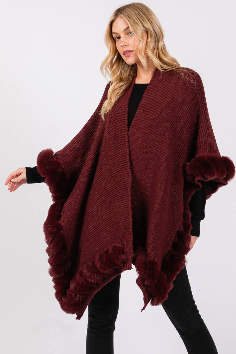 Fur Trim Poncho Cape: BU