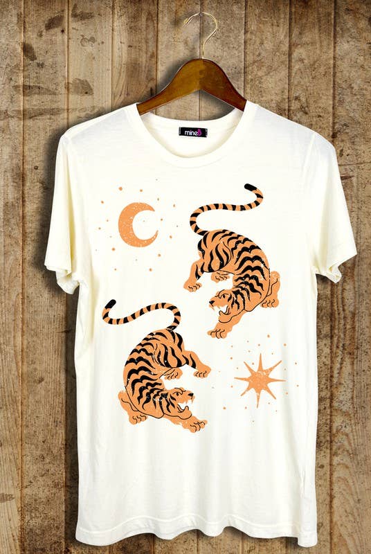 The Tiger, the Sun, the Moon Graphic Tee: White / M