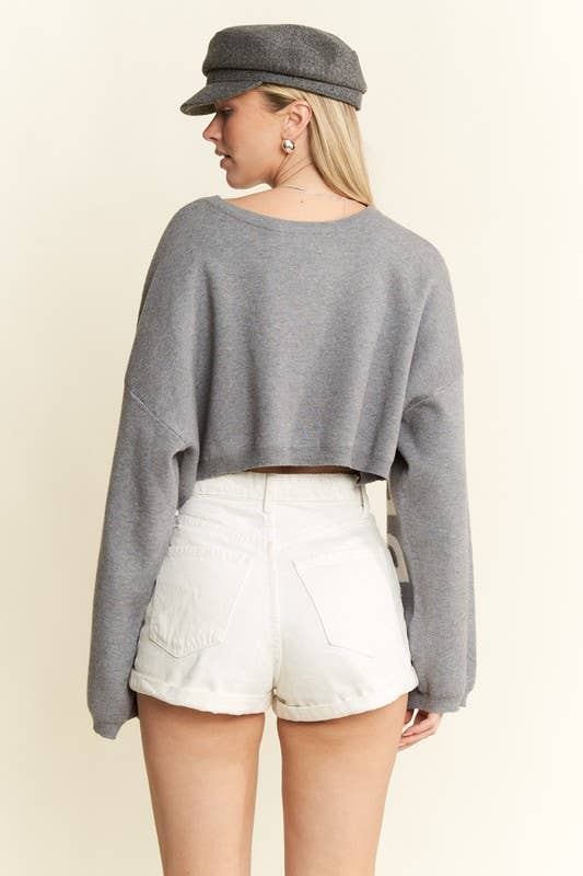 BE YOUR SELF SWEATER CROP TOP: OATMEAL / S/M