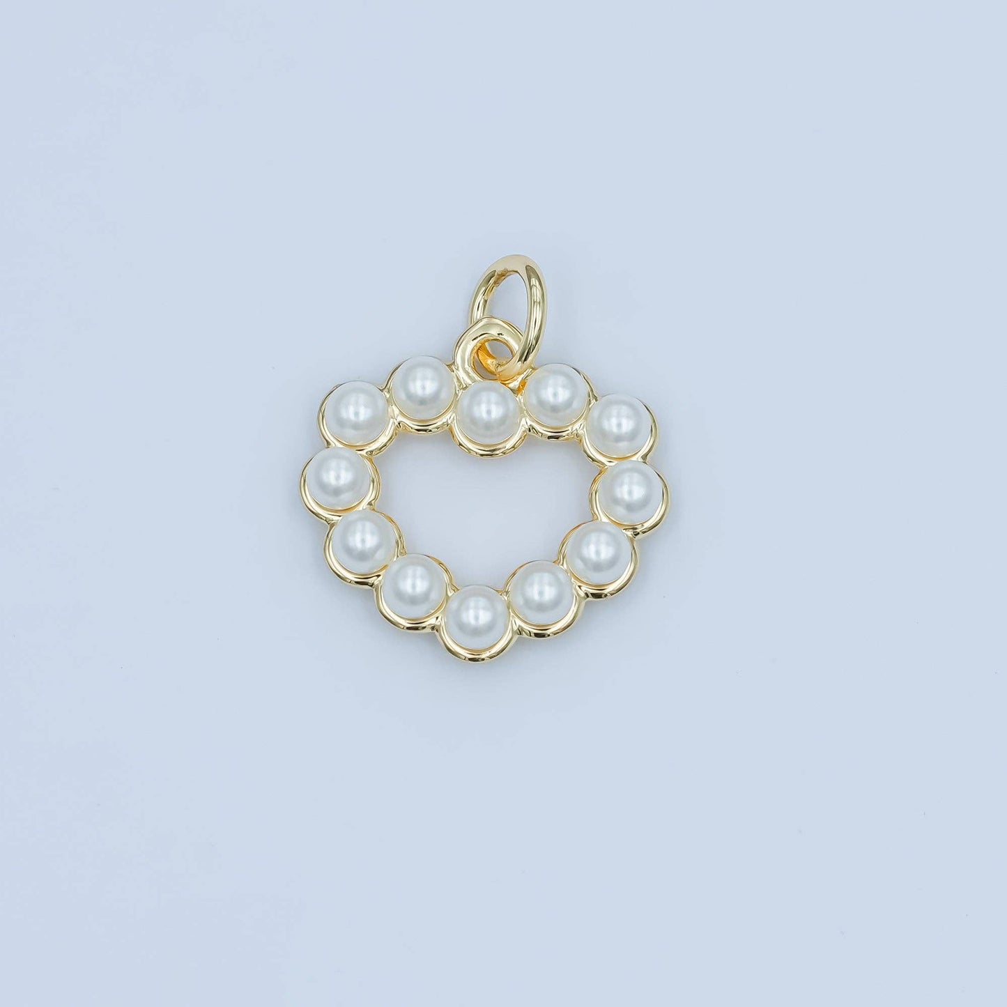 24K Gold Filled Shell Pearl Open Outline Heart Charm | M320