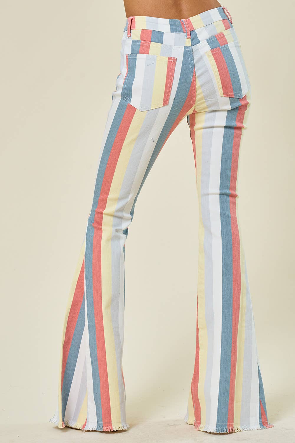 MULTI STRIPE DENIM BELLBOTTOM JEANS -TERRA MULTI 1003: SM