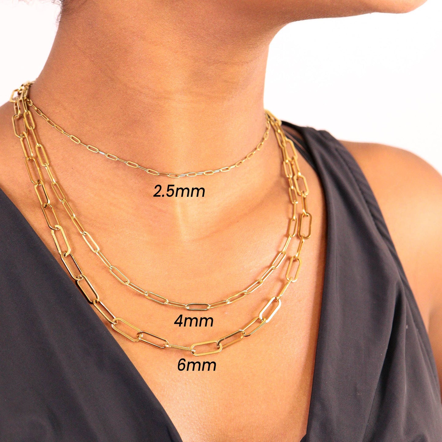18K Gold Paperclip Chain Necklace: 18+02" / 4mm