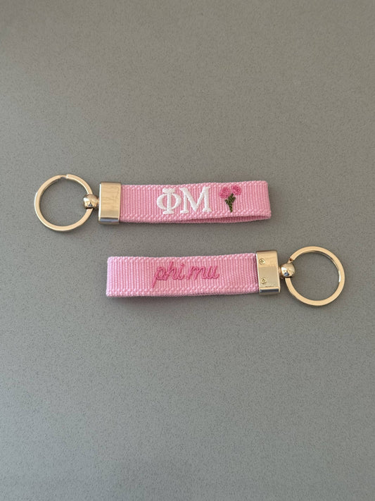 Phi Mu Embroidered Keychain, Sorority