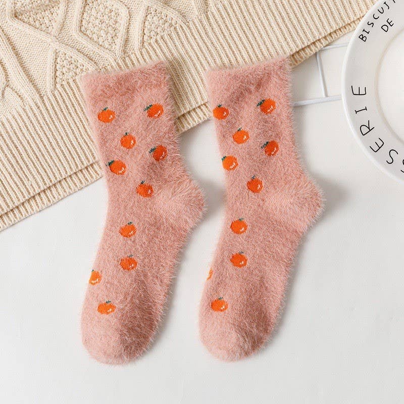 WARM CHINLON SOFT FLEECE FUZZY SOCKS | 40S02053: STRAWBERRY PINK
