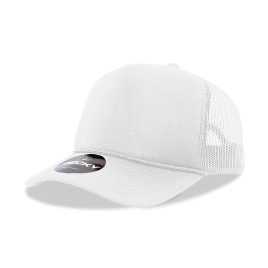 Decky 6025 - Mid Profile, 5 Panel Foam Trucker Hat - 6025: White