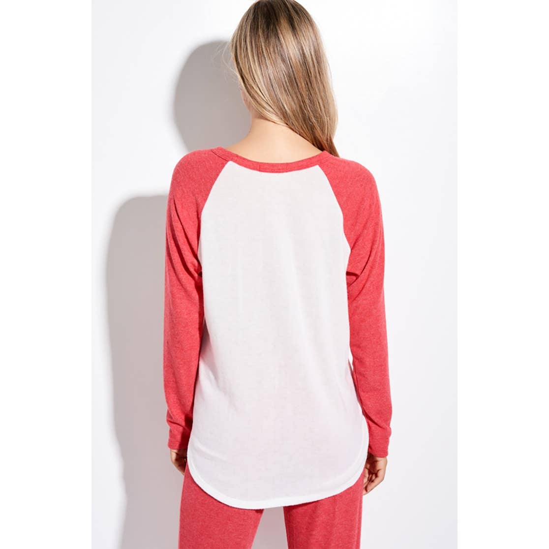 Christmas tree print raglan lounge wear set : RUST / L