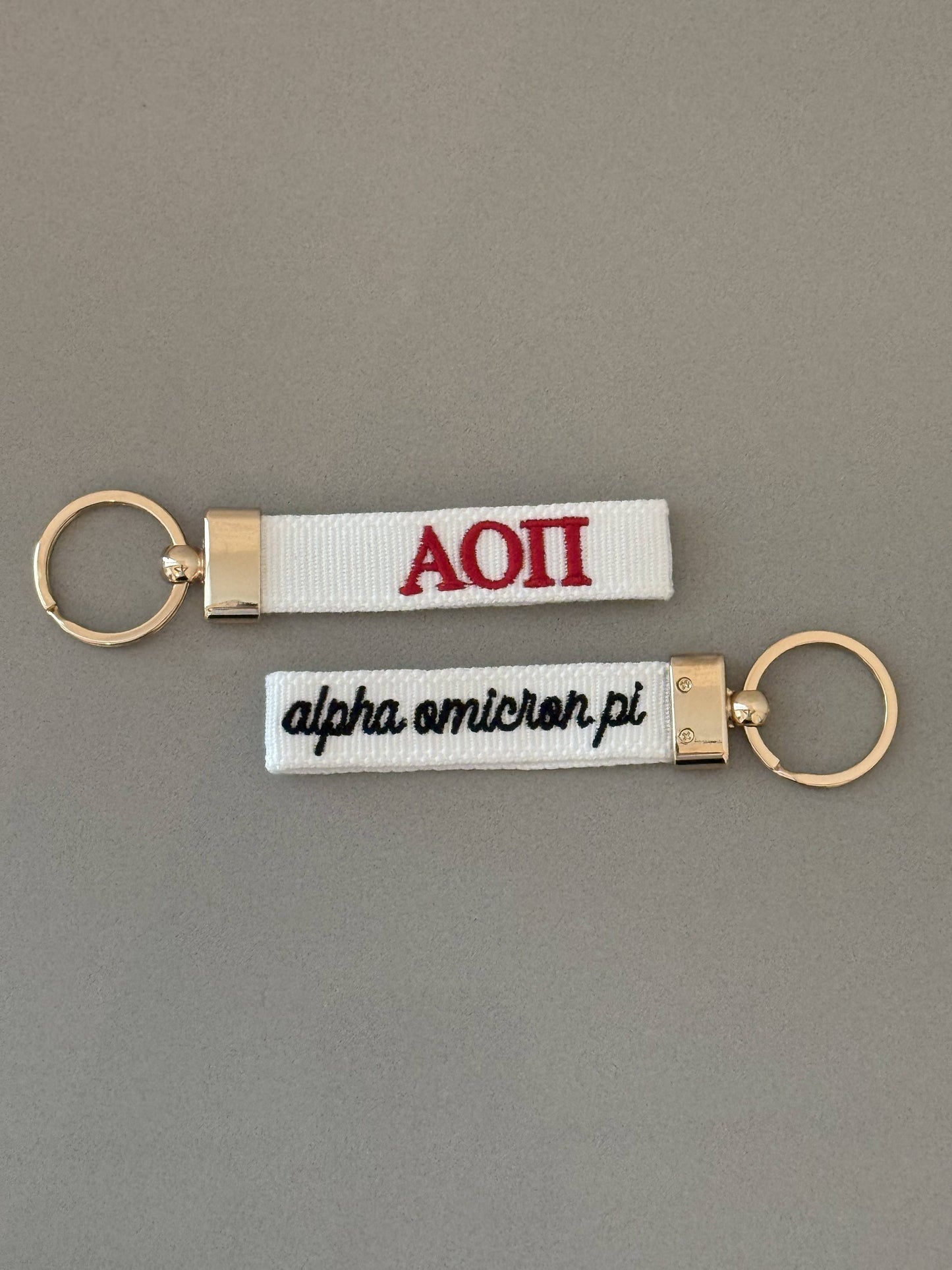 Alpha Omicron Pi Embroidered Keychain, Sorority