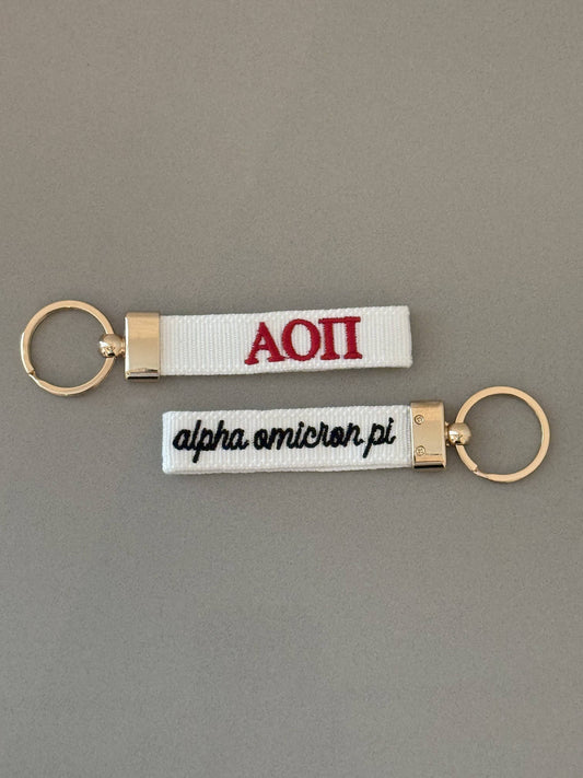 Alpha Omicron Pi Embroidered Keychain, Sorority
