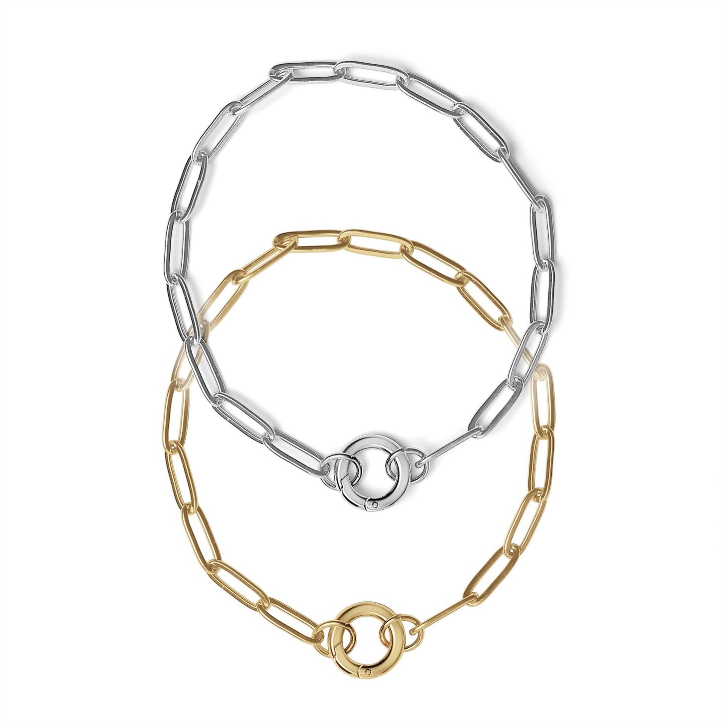 Stainless Steel Paperclip with Charm Keeper Chain Bracelet: Stainless / 6.5"